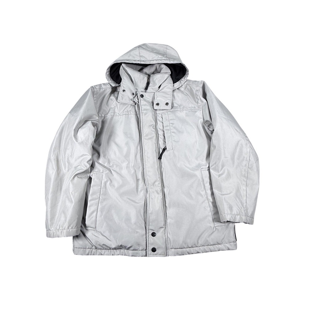 Weatherproof Jacket Mens Medium Gray Parka Hooded Insulated Lined Pockets Winter